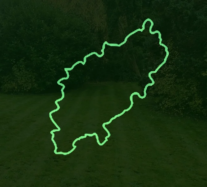 Grounds Maintenance Northamptonshire An outline of the county of Northamptonshire overlaid on an image of a garden maintained by Hortus Ground Care Limited.